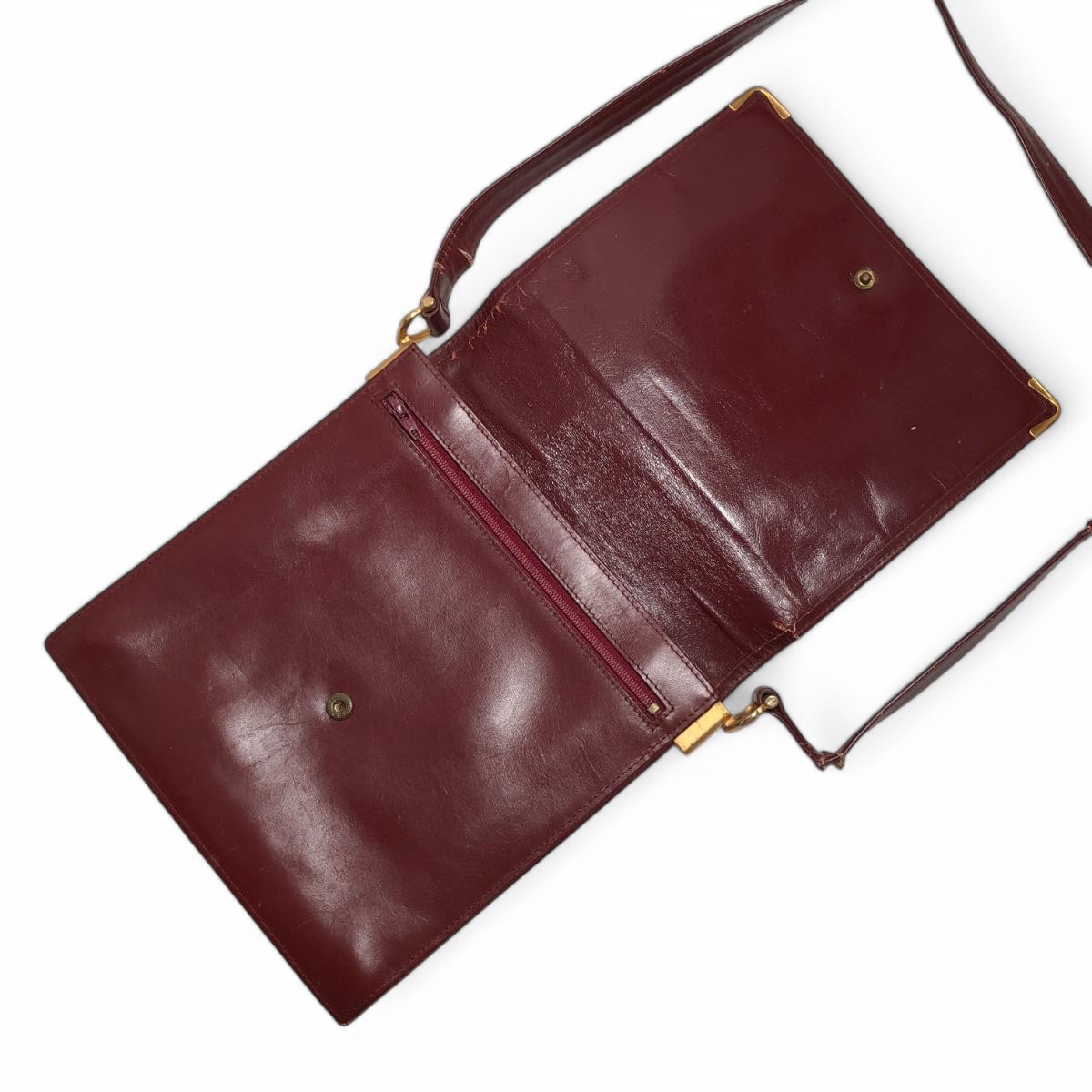 Sac bandoulière Cartier Must Line cuir bordeaux tendance occasion authentique ps2504-ps102