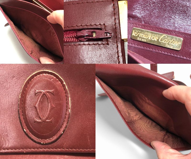 Sac bandoulière Cartier Must Line cuir bordeaux soldes occasion authentique ps2504-ps102
