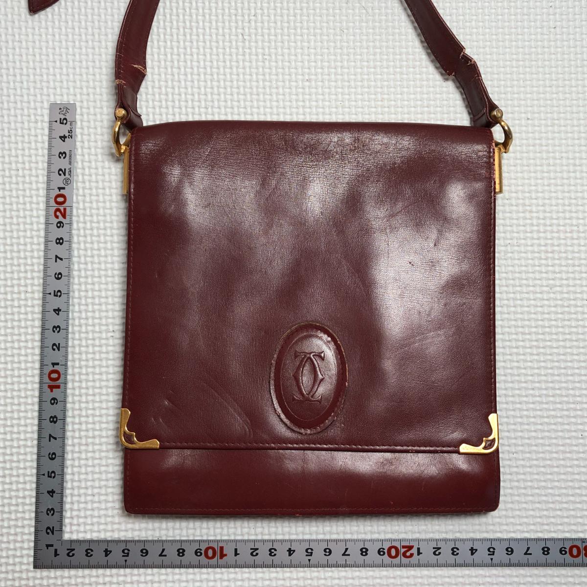 Sac collection bandoulière Cartier Must Line cuir bordeaux occasion authentique ps2504-ps102